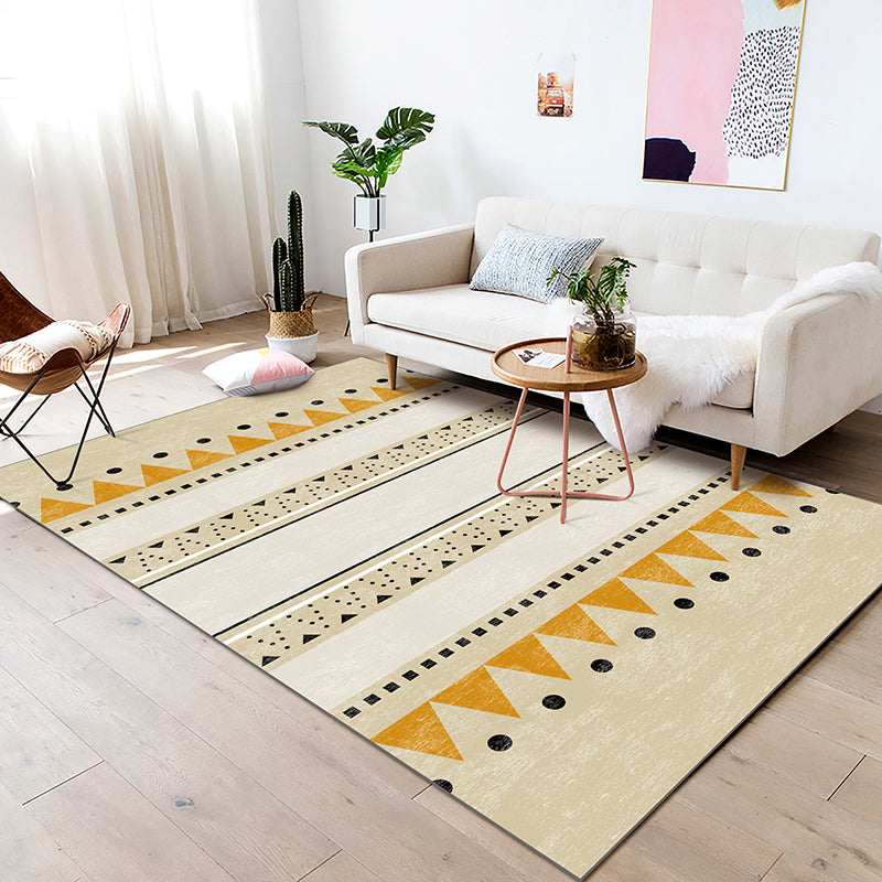 Casual Geometric Pattern Rug Multicolored Synthetic Indoor Rug Non-Slip Back Machine Washable Area Rug for Living Room