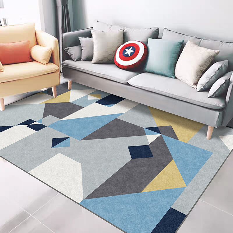 Casual Geometric Pattern Rug Multicolored Synthetic Indoor Rug Non-Slip Back Machine Washable Area Rug for Living Room