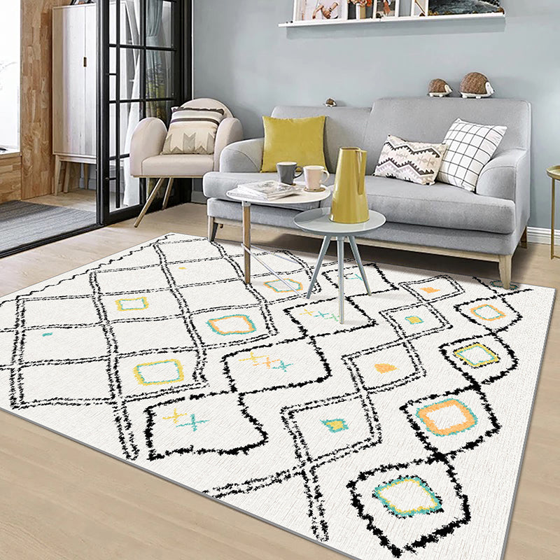 Casual Geometric Pattern Rug Multicolored Synthetic Indoor Rug Non-Slip Back Machine Washable Area Rug for Living Room