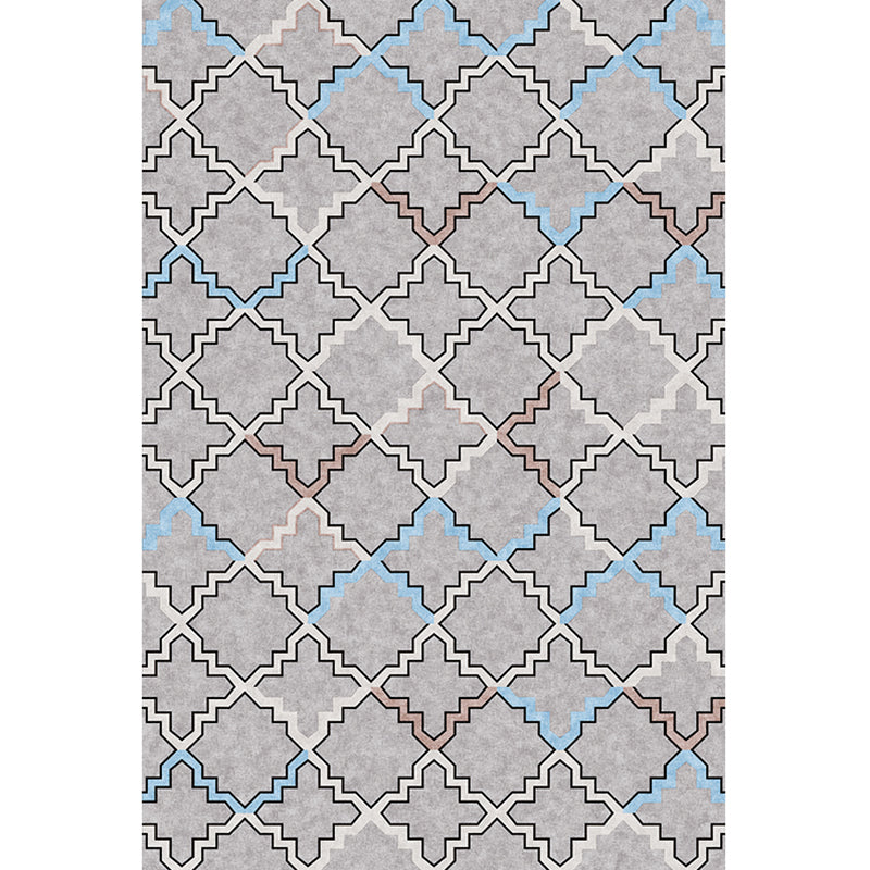 Casual Geometric Pattern Rug Multicolored Synthetic Indoor Rug Non-Slip Back Machine Washable Area Rug for Living Room