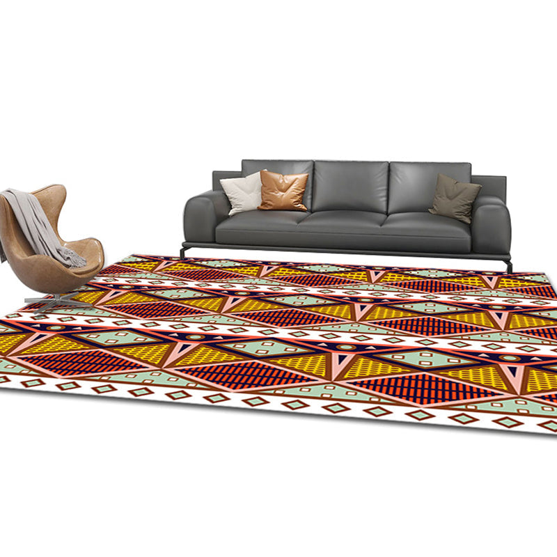Comfort Geometric Print Rug Multicolor Polyester Area Rug Non-Slip Back Pet-Friendly Indoor Carpet for the Living Room