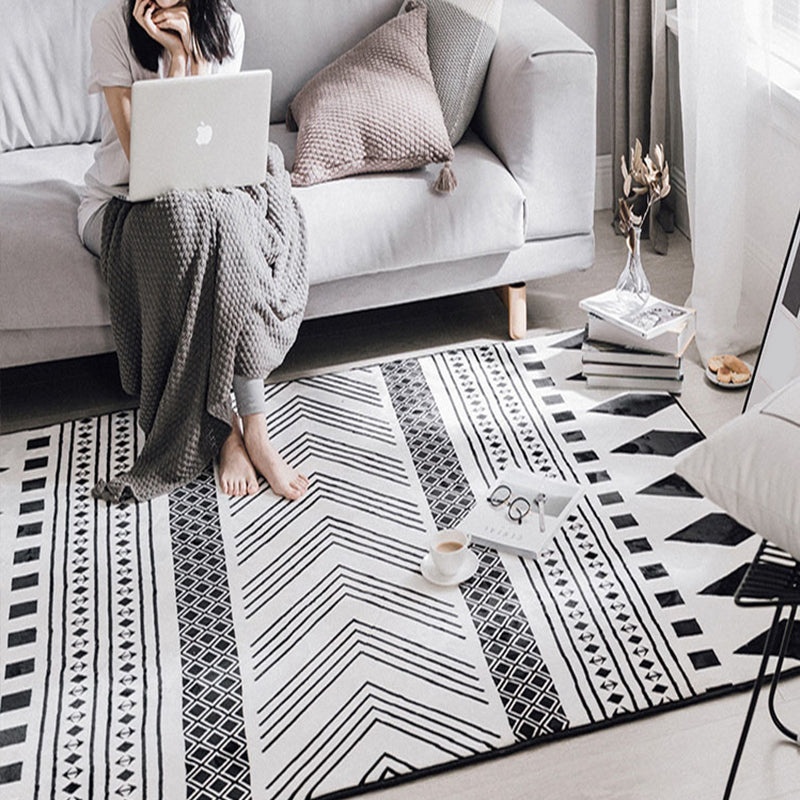 Southwestern living room carpet Multicolored Color block Indoor carpet Polyester Non-slip carpet Stain resistant Flooring