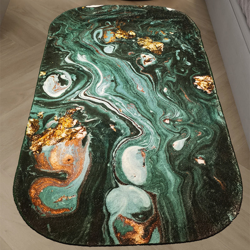 Blackish green abstract patterned rug polypropylene minimalist indoor rug non-slip backing pet-friendly area rug for decoration