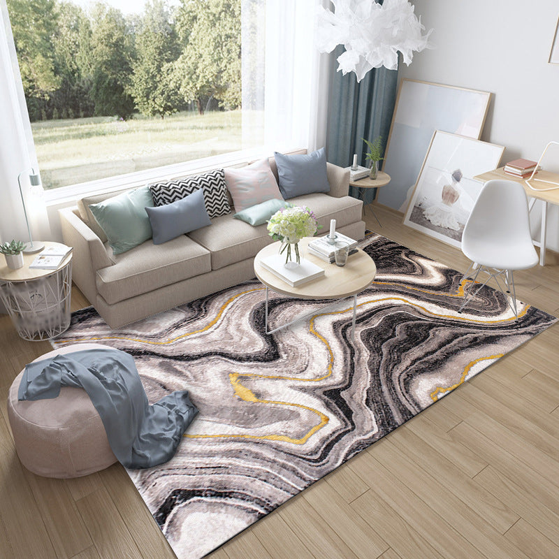 Camel Calming Rug Polypropylene Abstract Pattern Indoor Rug Non-Slip Backing Pet-Friendly Rug for Living Room