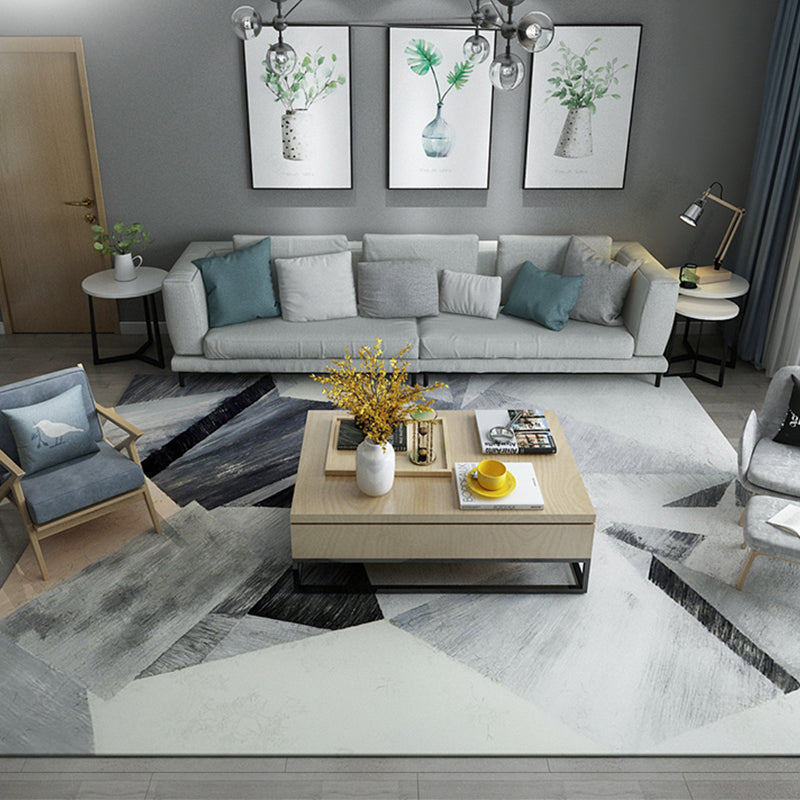 Simple Living Room Carpet Multicolored Geometric Pattern Indoor Carpet Synthetic Non-Slip Back Pet-Friendly Area Rug
