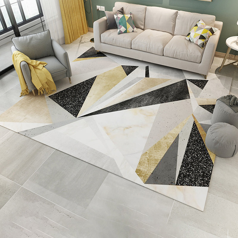 Simple Living Room Carpet Multicolored Geometric Pattern Indoor Carpet Synthetic Non-Slip Back Pet-Friendly Area Rug