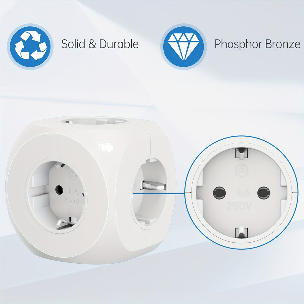 Compact Portable Power Plug Cube with 5 Electric Outlets – Lightweight and Safe for Home, Office, and Travel