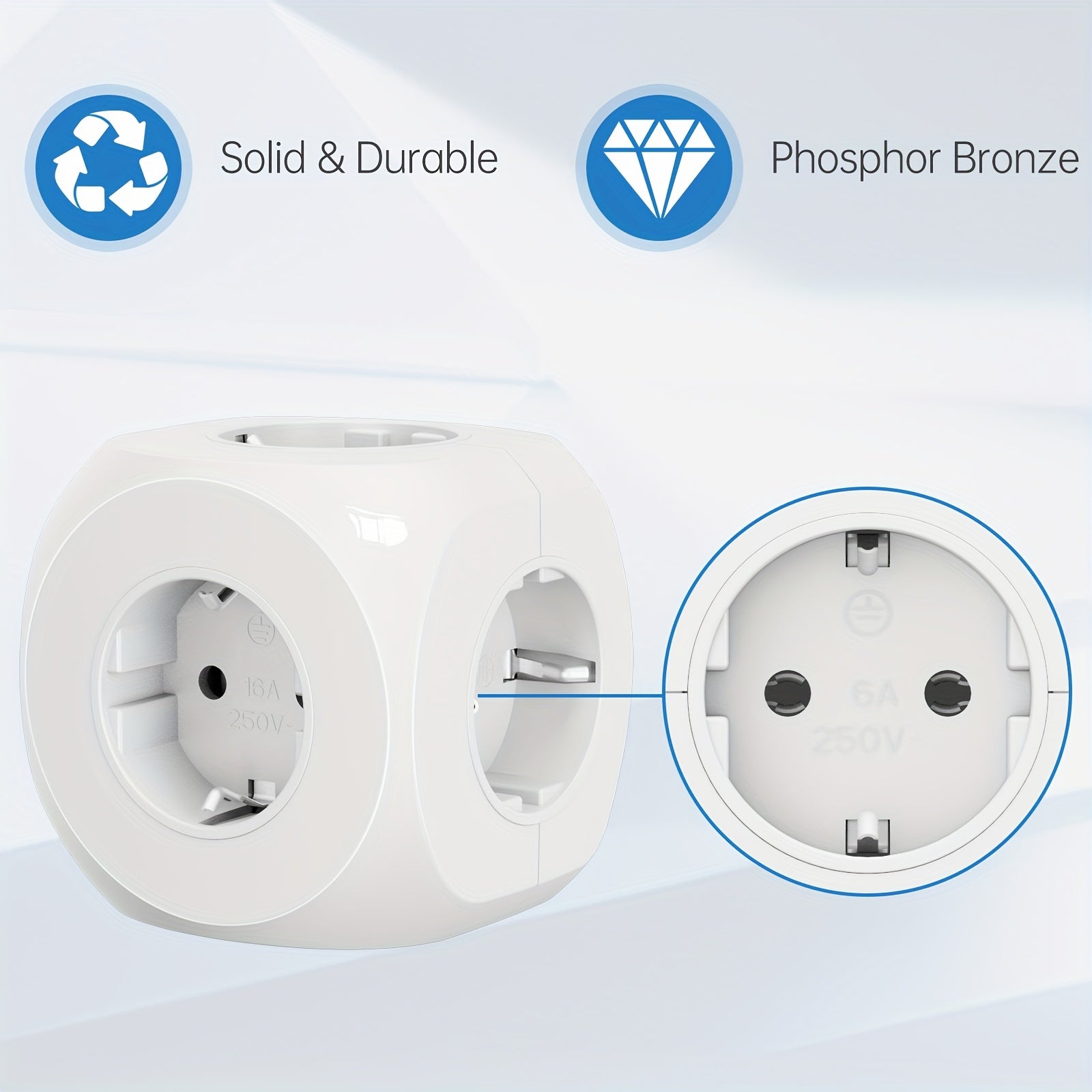 Compact Portable Power Plug Cube with 5 Electric Outlets – Lightweight and Safe for Home, Office, and Travel