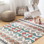 Southwest Bedroom Carpet Multicolored Tribal Printed Area Rug Jute Pet-Friendly Stain-Resistant Indoor Carpet