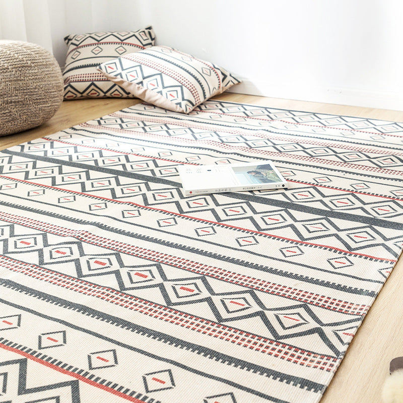 Southwest Bedroom Carpet Multicolored Tribal Printed Area Rug Jute Pet-Friendly Stain-Resistant Indoor Carpet