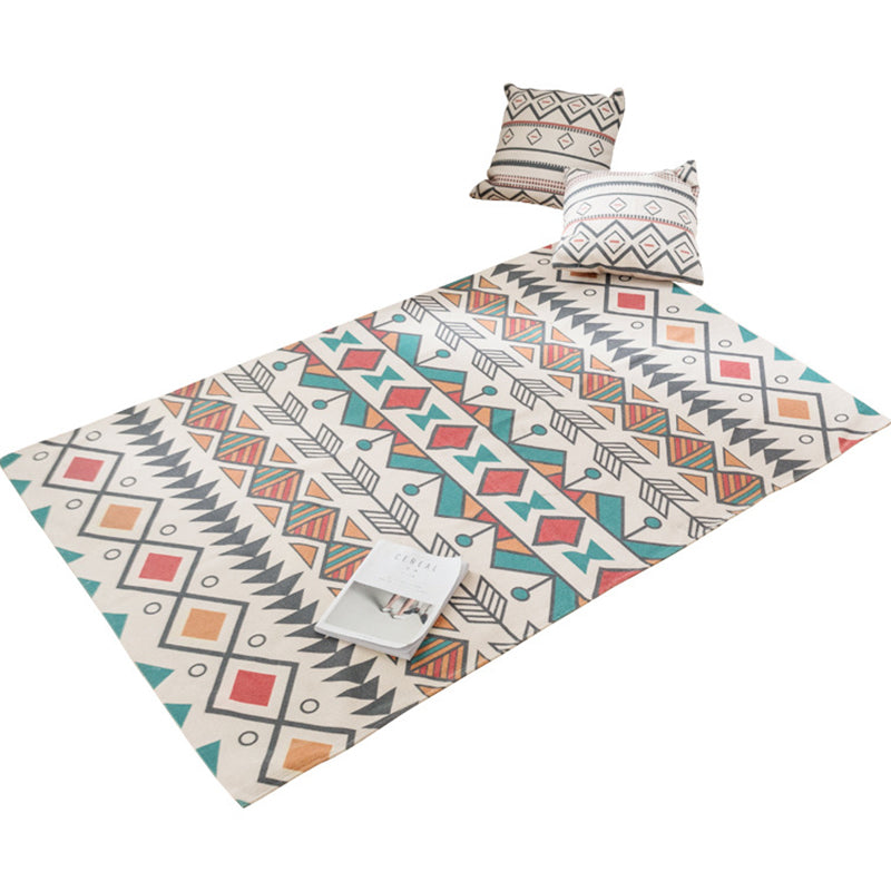 Southwest Bedroom Carpet Multicolored Tribal Printed Area Rug Jute Pet-Friendly Stain-Resistant Indoor Carpet