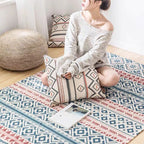Southwest Bedroom Carpet Multicolored Tribal Printed Area Rug Jute Pet-Friendly Stain-Resistant Indoor Carpet