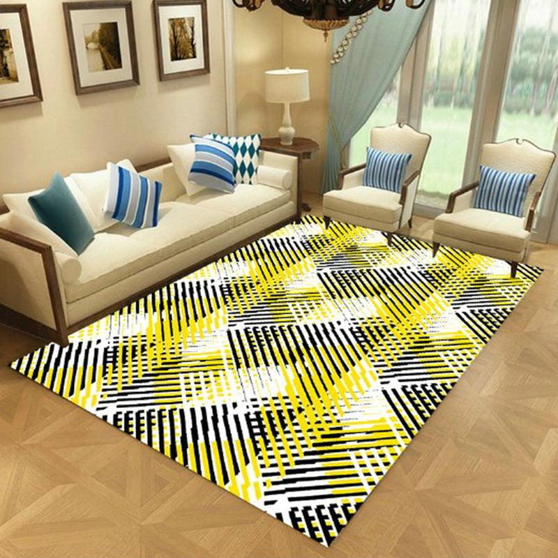 Nordic Living Room Rug Multicolored Geometric Rug for Indoor Synthetic Non-Slip Back Machine Washable Rug