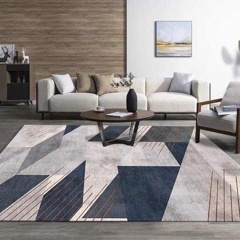 Scandinavian geometric patterned rug Multicolored polypropylene rug Non-slip backing Easy care Washable Indoor rug for the living room