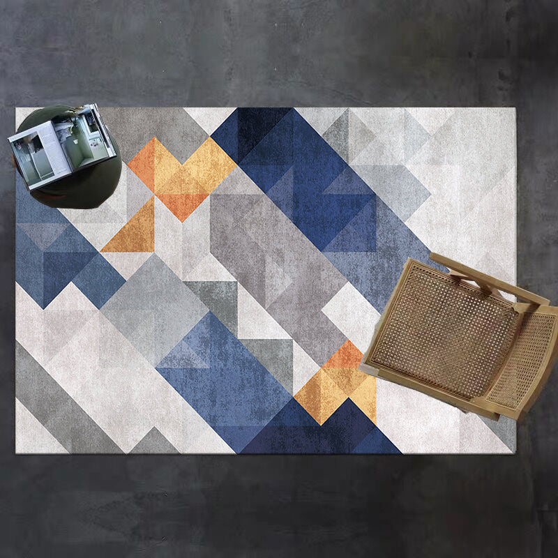 Scandinavian geometric patterned rug Multicolored polypropylene rug Non-slip backing Easy care Washable Indoor rug for the living room