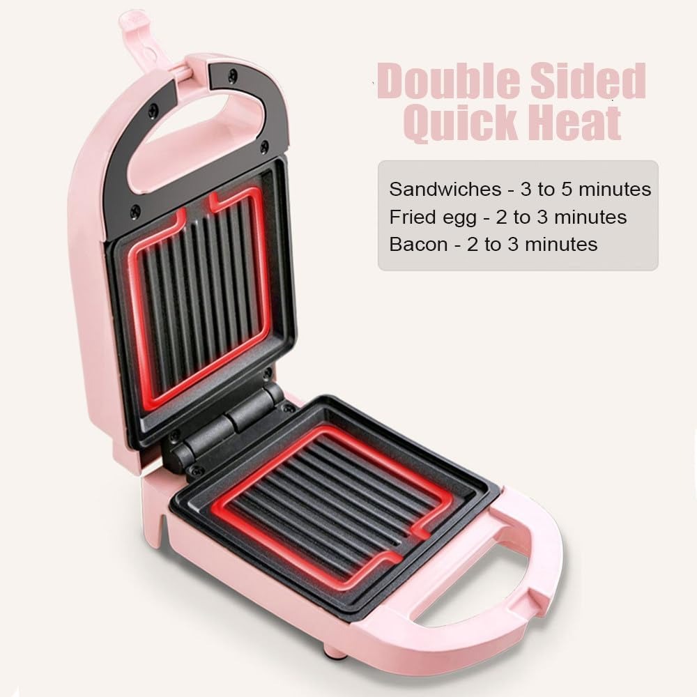 2-in-1 Sandwich Maker & Toaster | Non-Stick Auto-Sealing Plates for Quick Breakfasts, Snacks & Easy Cleanup