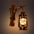 Rustic Oil Lantern Wall Lighting 1 Head Clear Glass Wall Lamp in Black for Corridor