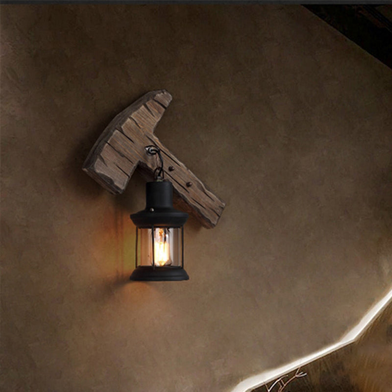 Wood Shiplap Wall Lamp Light Country 1-Light Restaurant Wall Light in Brown