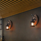 Wood Shiplap Wall Lamp Light Country 1-Light Restaurant Wall Light in Brown