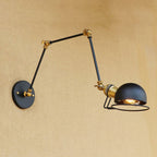 Vintage Industrial Bowl Wall Lamp 1 Light Iron Wall Lamp with Rotatable Arm in Black/Metal