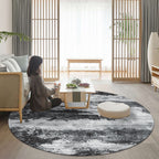 Cozy abstract print rug multicolored polypropylene area rug non-slip backing easy care indoor rug for living room