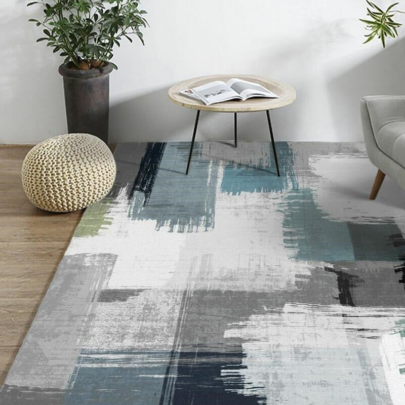 Green decorative mat Scandinavian abstract printed carpet for indoor non-slip underlay pet-friendly carpet