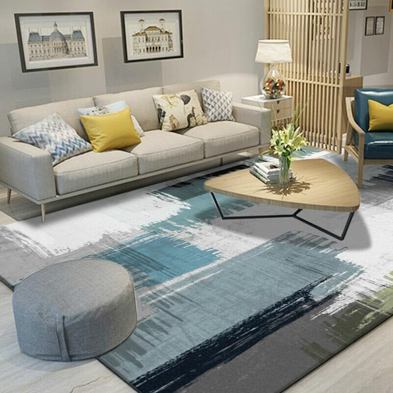 Green decorative mat Scandinavian abstract printed carpet for indoor non-slip underlay pet-friendly carpet