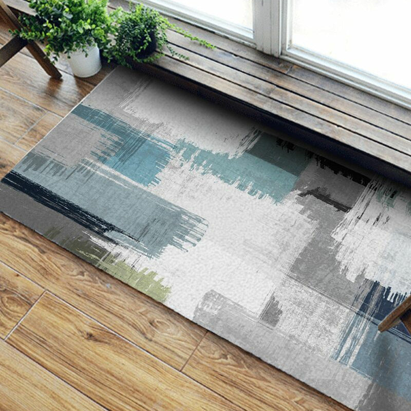 Green decorative mat Scandinavian abstract printed carpet for indoor non-slip underlay pet-friendly carpet