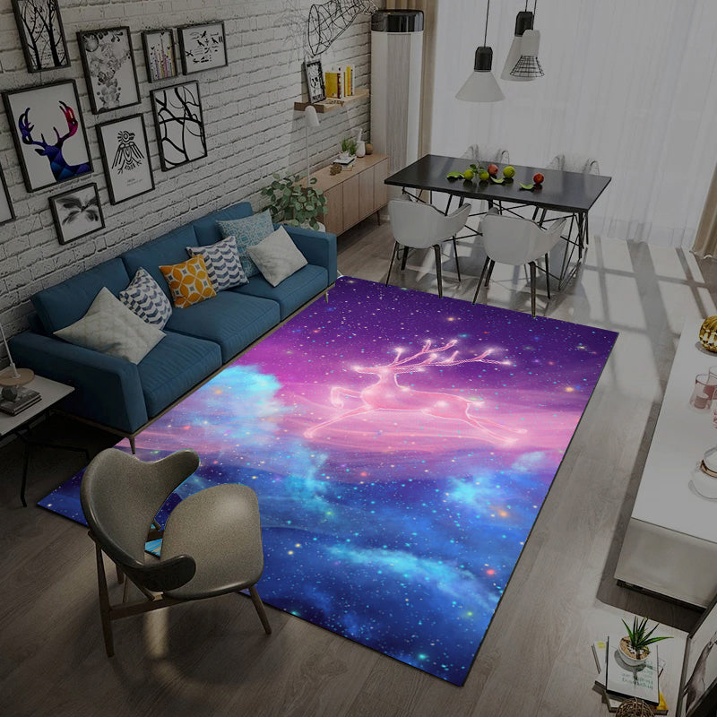 Trendy Living Room Rug Multi-Colored Room Pattern Rug Synthetic Anti-Slip Back Pet-Friendly Rug