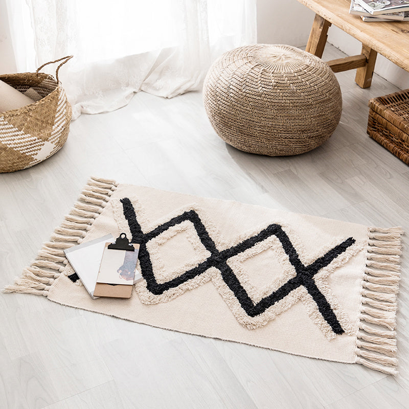 Western geometric printed carpet Multicolored jute carpet Pet-friendly, stain-resistant indoor runner with fringes for the room