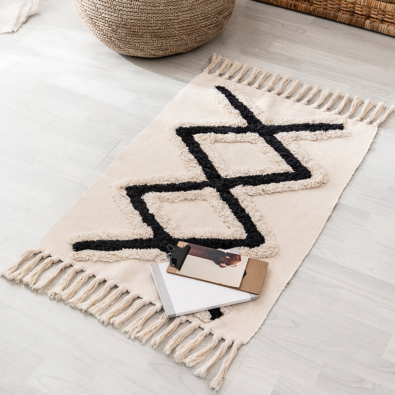 Western geometric printed carpet Multicolored jute carpet Pet-friendly, stain-resistant indoor runner with fringes for the room