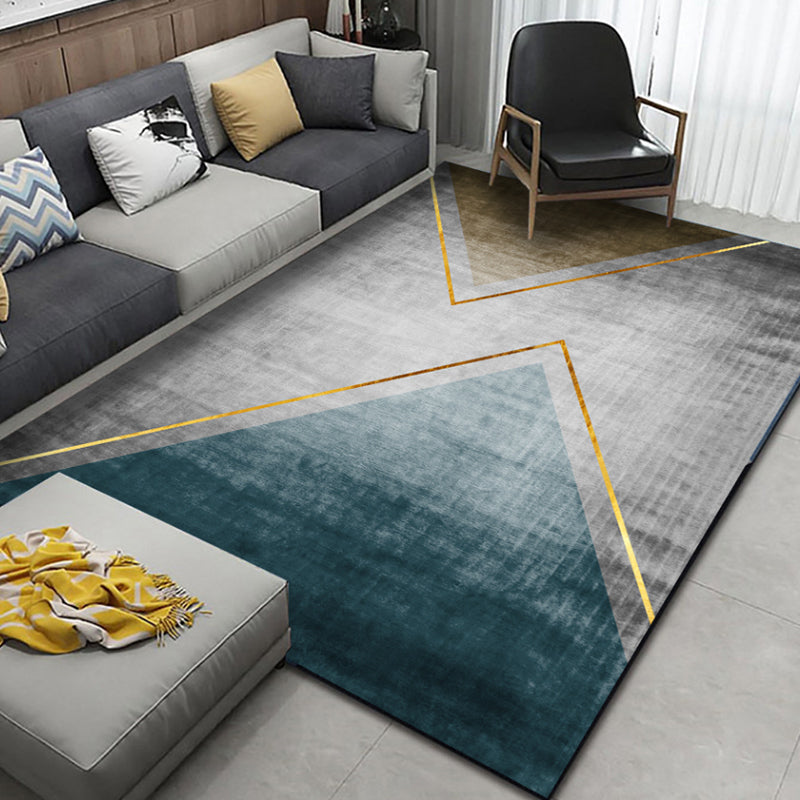 Northern European Living Room Rug Multicolored Geometric Print Indoor Carpet Synthetic Non-Slip Backing Pet-Friendly Rug