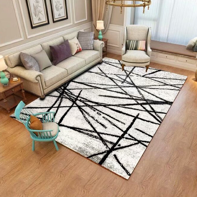Northern European Living Room Rug Multicolored Geometric Print Indoor Carpet Synthetic Non-Slip Backing Pet-Friendly Rug