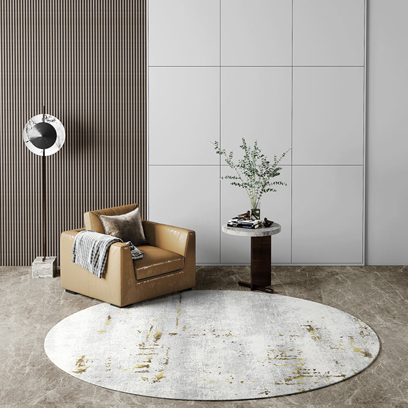 Industrial Living Room Rug Multi Color Abstract Printed Indoor Carpet Polyester Non-Slip Back Easy Care Area Rug
