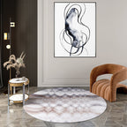 Industrial Living Room Rug Multi Color Abstract Printed Indoor Carpet Polyester Non-Slip Back Easy Care Area Rug