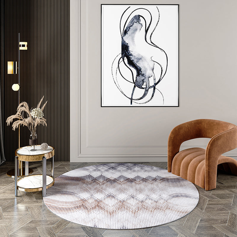 Industrial Living Room Rug Multi Color Abstract Printed Indoor Carpet Polyester Non-Slip Back Easy Care Area Rug