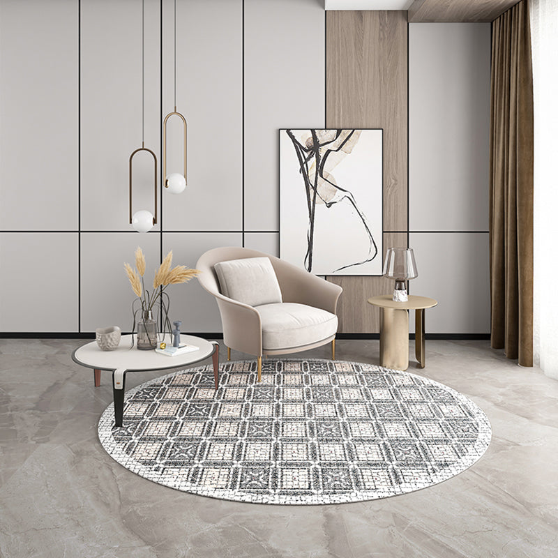 Industrial Living Room Rug Multi Color Abstract Printed Indoor Carpet Polyester Non-Slip Back Easy Care Area Rug