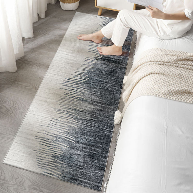 Minimalist bedroom mat dark gray-white abstract printed carpet made of polyester non-slip back maintenance-friendly carpet