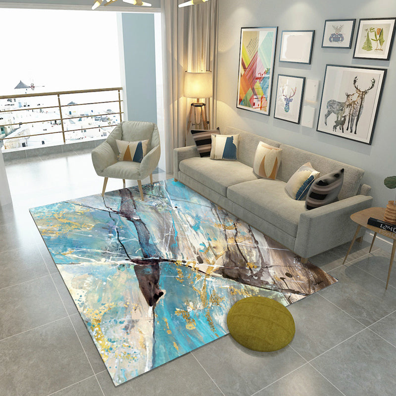 Steampunk Living Room Rug Multicolor Abstract Print Indoor Rug Polyester Non-slip Pet-friendly Rug