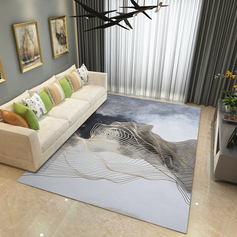 Steampunk Living Room Rug Multicolor Abstract Print Indoor Rug Polyester Non-slip Pet-friendly Rug