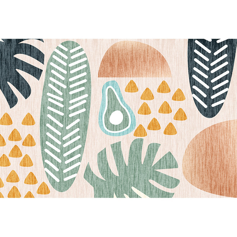 Multicolored Scandinavian rug made of polyester hand-printed indoor rug pet-friendly easy-care area rug for the living room