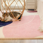 Simple Color Block Carpet Multi-Color Synthetic Rug Non-Slip Backing Easy Care Pet Friendly Indoor Carpet for Home