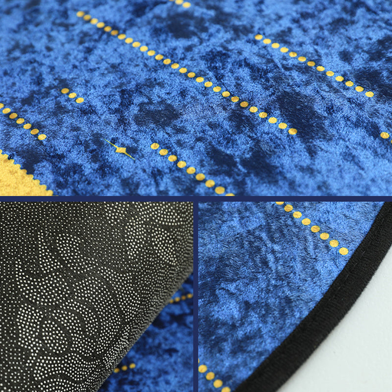 Blue Western Rug Polypropylene Color Block Indoor Carpet Non-Slip Back Stain Resistant Washable Rug for Living Room