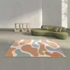 Relaxing Color Block Rug Multicolor PVC Indoor Rug Non-Slip Back Stain-Resistant Area Rug for Room