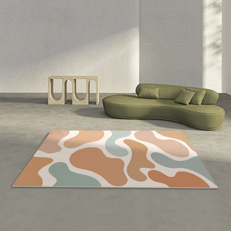 Relaxing Color Block Rug Multicolor PVC Indoor Rug Non-Slip Back Stain-Resistant Area Rug for Room