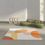Relaxing Color Block Rug Multicolor PVC Indoor Rug Non-Slip Back Stain-Resistant Area Rug for Room