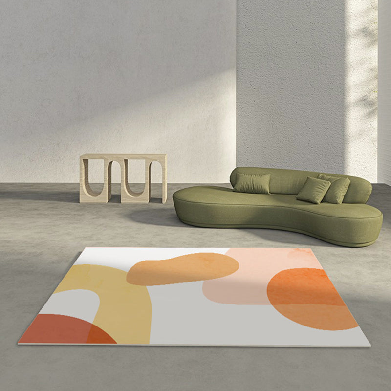 Relaxing Color Block Rug Multicolor PVC Indoor Rug Non-Slip Back Stain-Resistant Area Rug for Room