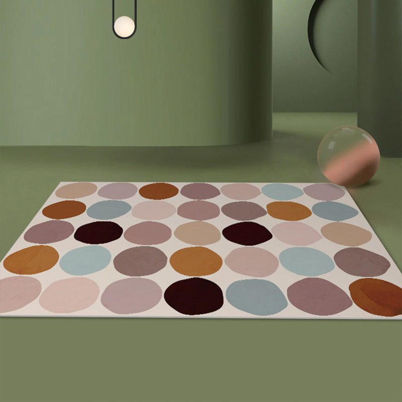 Relaxing Color Block Rug Multicolor PVC Indoor Rug Non-Slip Back Stain-Resistant Area Rug for Room