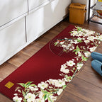 Relaxing floral printed carpet multi-colored PVC indoor rug with non-slip backing pet-friendly rug for home