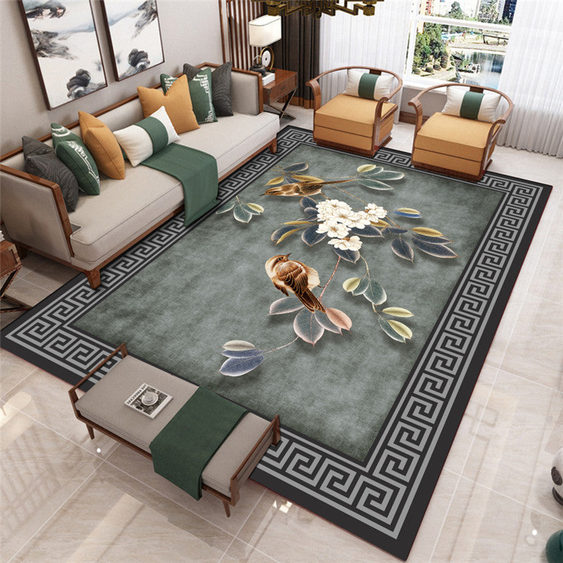 Modern Living Room Carpet Multicolor Flower Print Indoor Rug Polypropylene Pet-Friendly Washable Rug
